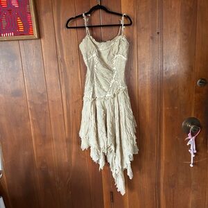 vintage y2k Mandalay 100% silk asymmetrical midi dress